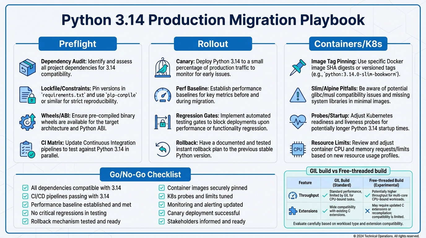 Python 3.14 migration guide infographic