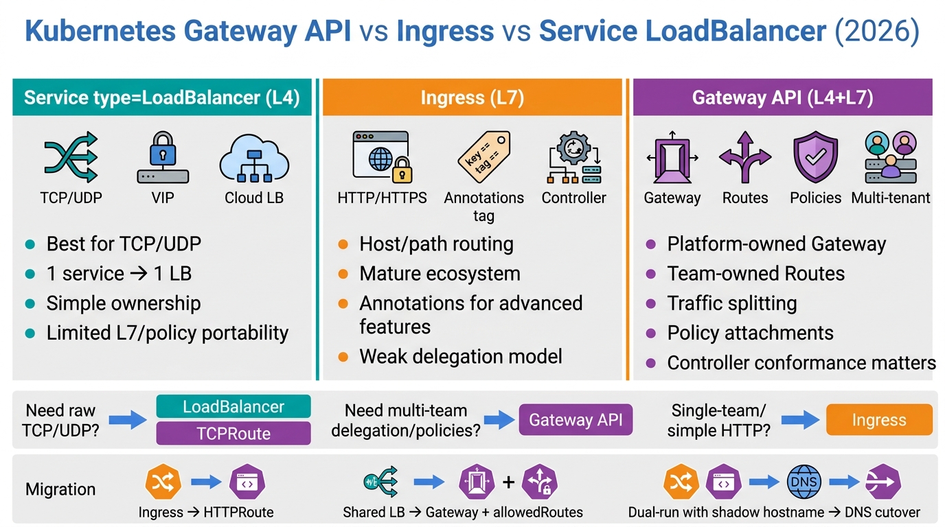 Kubernetes Gateway API vs Ingress vs Service LoadBalancer