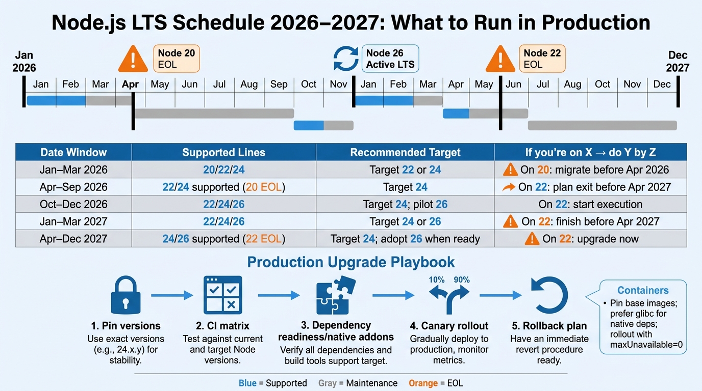 node.js lts schedule infographic